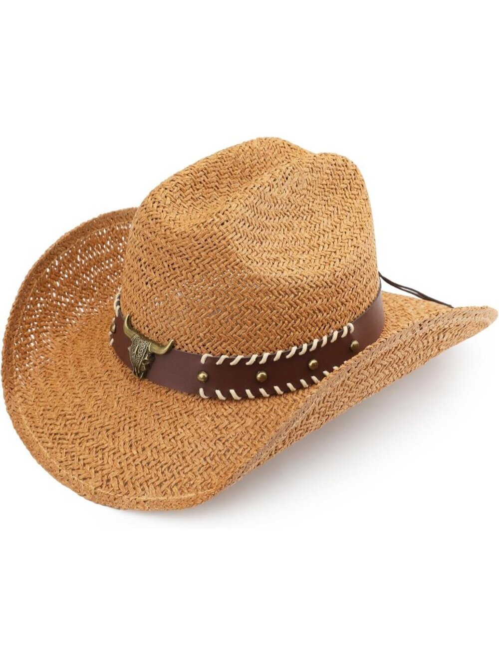Men's Khaki-m22 Straw Adjustable Wide Brim Sun Beach Western Cowgirl Cowboy Hat